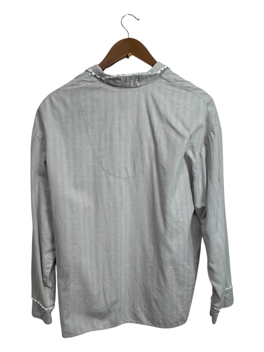 Eileen West Gray Button-Front  Cotton Lace-Trim Sleep Top Medium - Picture 7 of 9